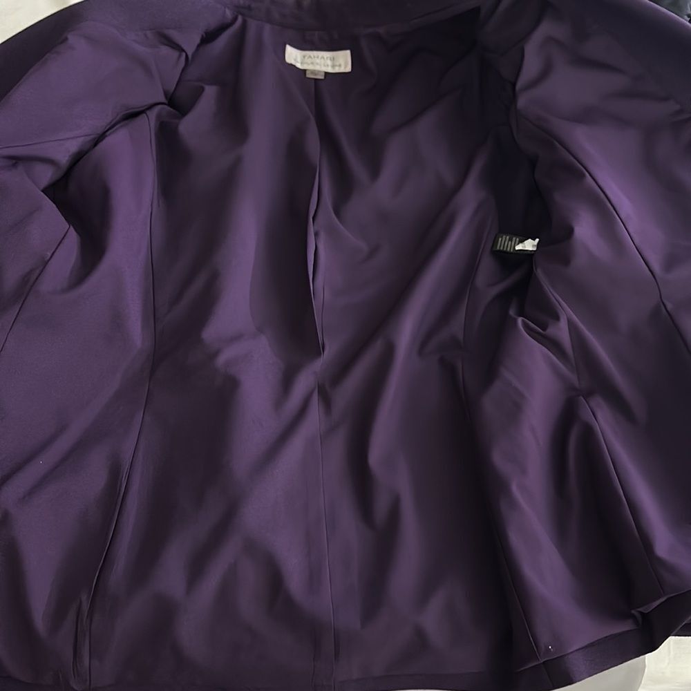 Tahari ASL Blazer Size 14 Split Bell-Sleeve Purple - Picture 11 of 13